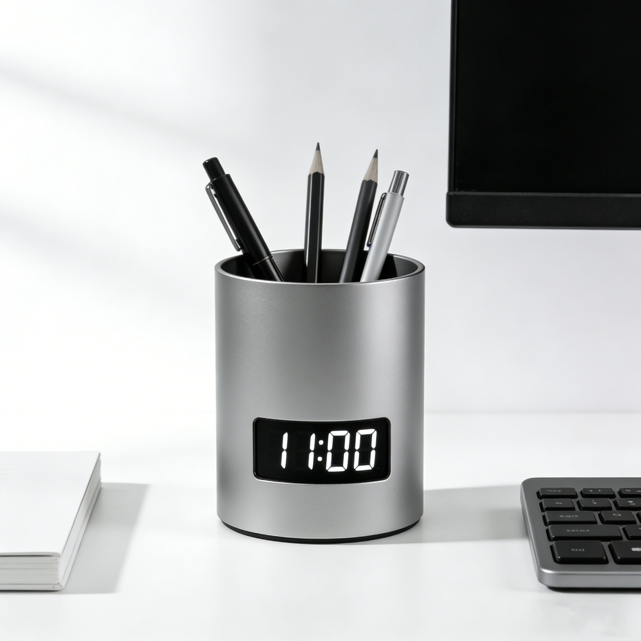 Title: More Than a Pen Holder: Digital Clock Desk Organizer for Your Workspace